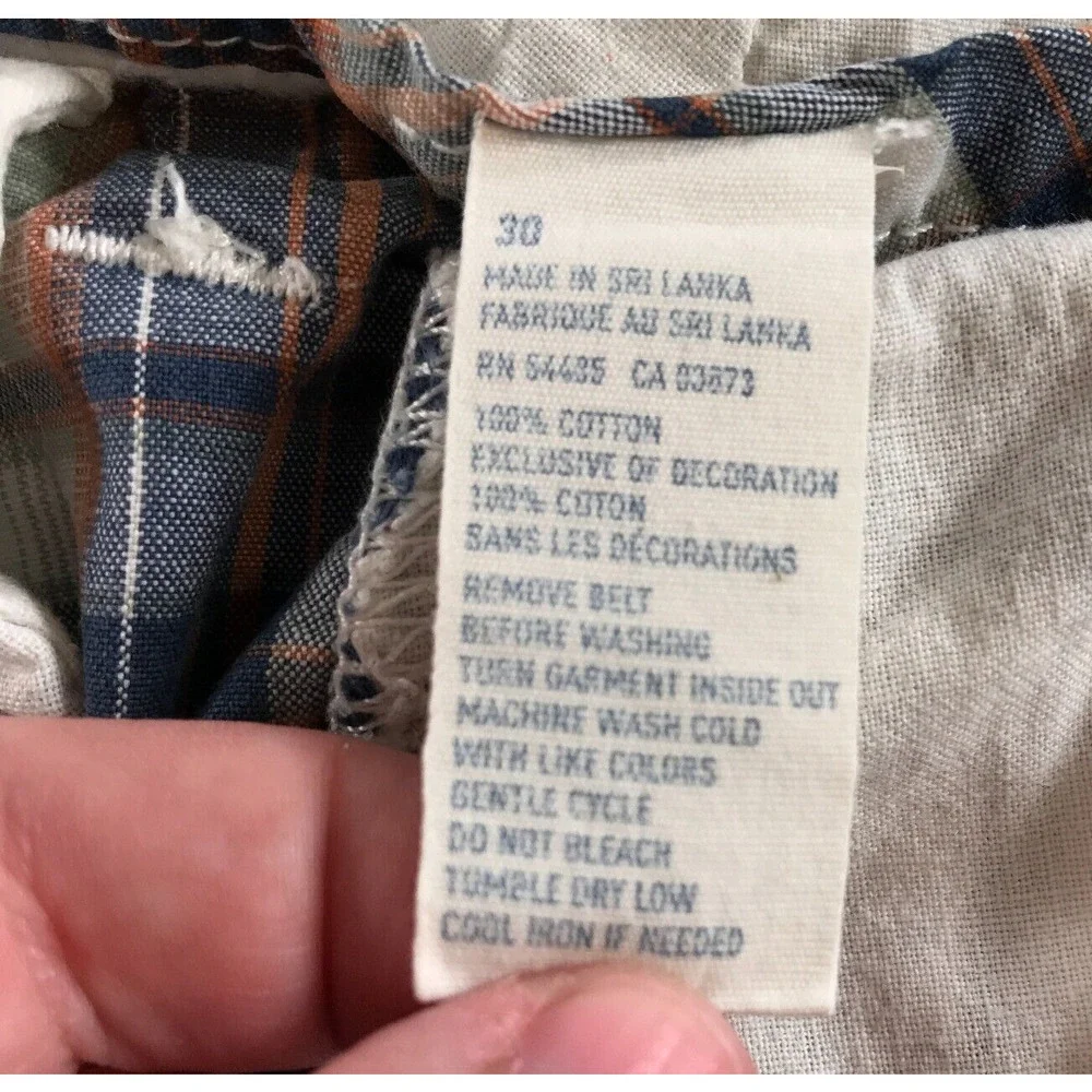 American Eagle Shorts Mens 30 Blue Orange White Plaid Longer Length - Picture 7 of 10